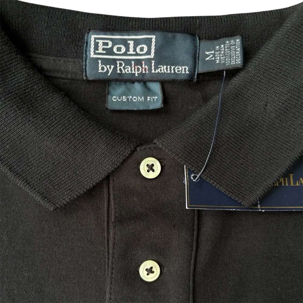 NWT Polo Ralph Lauren Interlock Shirt Black with Red Pony Size M Cotton SS - Picture 2 of 5